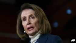House Speaker Nancy Pelosi of Calif., speaks during a news conference on Capitol Hill in Washington, Jan. 17, 2019. 