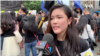 许颖婷在参加纽约声援香港集会时接受美国之音采访(2019年6月16日 资料照片)