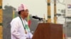 ၂၀၁၅ ပြည်ထောင်စုနေ့အခမ်းအနား မိန့်ခွန်းပြောနေတဲ့ ရန်ကုန်တိုင်းဝန်ကြီးချုပ် ဦးမြင့်ဆွေ။ 