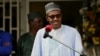 FILE - Nigeria's President Muhammadu Buhari speaks during a news conference after the Summit of Heads of State and Government of The Lake Chad Basin Commission (LCBC) in Abuja, Nigeria, June 11, 2015.
