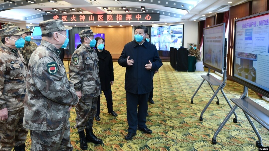 中共領導人習近平在武漢火神山醫院視察。（2020年3月10日） 