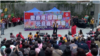 挺梁人士在政府总部外举行元旦集会(美国之音谭嘉琪拍摄)