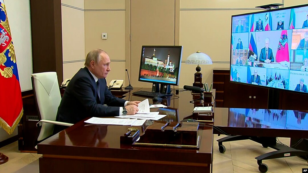 Ruski predsednik Vladimir Putin na sastanku u Moskvi (Foto: Russian Presidential Press Service via AP)