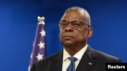 FILE PHOTO: U.S. Secretary of Defense Lloyd Austin in Tel Aviv, Israel