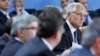 U.S. Defense Secretary Chuck Hagel (R) is seen at a NATO defense ministers meeting at the alliance's headquarters in Brussels October 22, 2013.