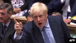 PM Inggris Boris Johnson di hadapan anggota parlemen Inggris di London, 4 September 2019. 