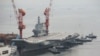 中国第一艘自己开发的航空母舰2018年8月26日在中国辽宁省大连市离开港口，进行第二次海上试航（2018年8月26日）。美国《国家利益》杂志网站9月10日报道说，目前尚不清楚中国何时推出002型航母并最终投入使用，但有关人士认为，中国人的目标是最晚到2030年将四个航母打击群投入运作。10月28日中国第一艘国产001A型航空母舰开始第三次海上测试。