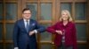 U.S. Assistant Secretary for the Bureau of European and Eurasian Affairs Karen Donfried meets Ukraine's Foreign Minister Dmytro Kuleba in Kyiv, Ukraine, Dec. 13, 2021.