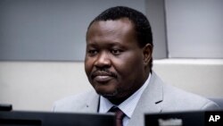 L'ex-chef de la fédération de football de la République centrafricaine Patrice-Edouard Ngaissona ors de sa comparution initiale devant les juges de la CPI à La Haye, aux Pays-Bas, le 25 janvier 2019.
