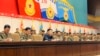 조선인민군 4차 중대장·정치지도원대회가 지난 22-23일 평양에서 진행된 가운데, 김정은 국방위원회 제1위원장(가운데)이 발언하고 있다. (자료사진)