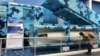 一名参观者在广东珠海航空展上观看新型地对舰CM-401导弹系统。（2018年11月8日